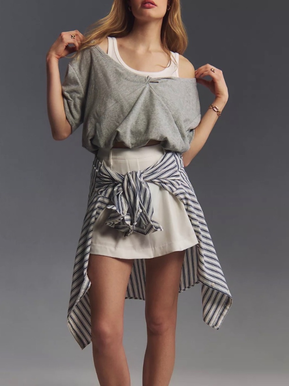 By Anthropologie Short-Sleeve Peekaboo Crop Top Size large